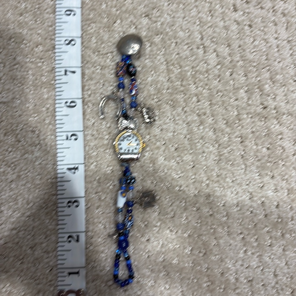 Pearl Quartz Watch beaded with sterling charms and clasp with Indian head nickel